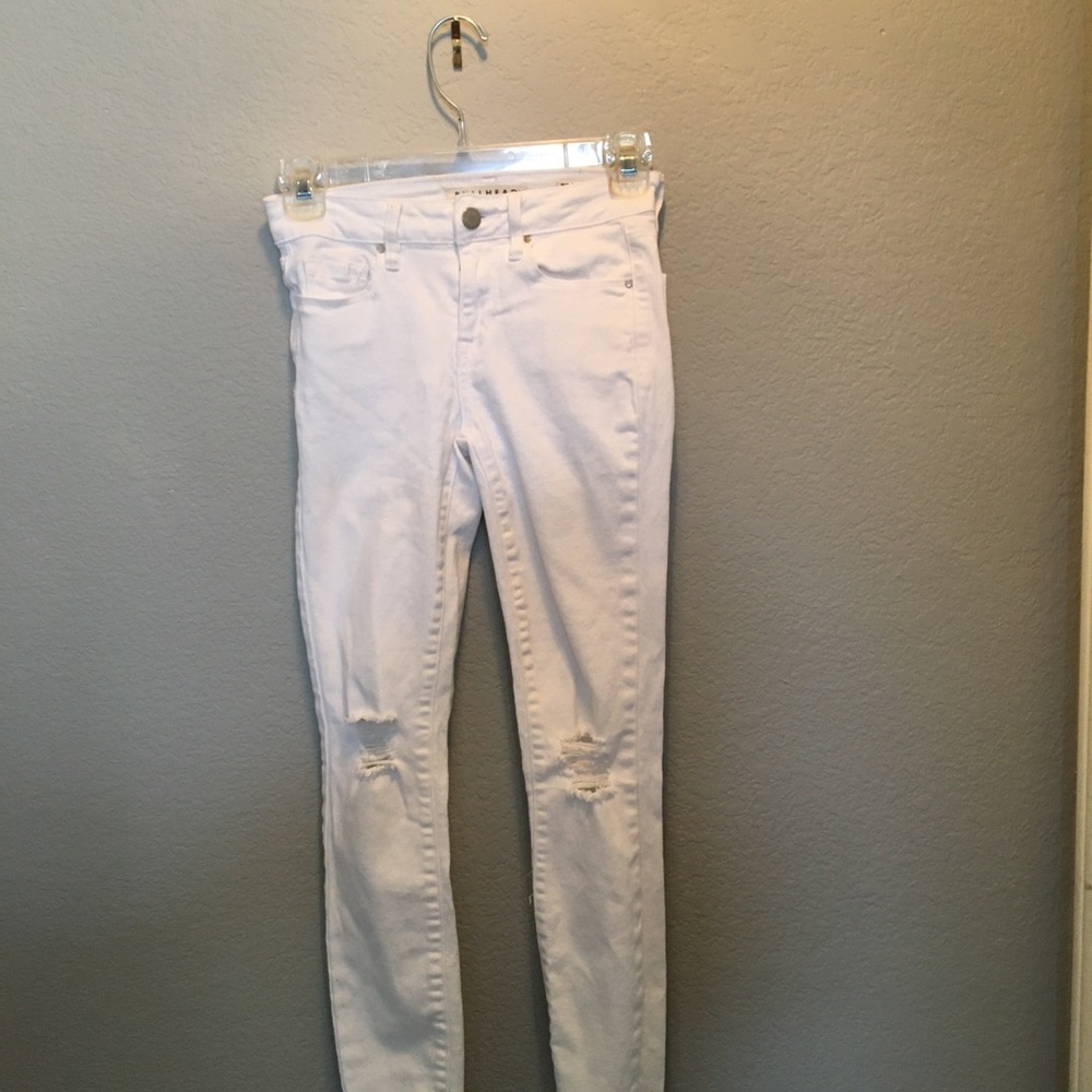 White denim jeans mid rise skinniest ankle 23